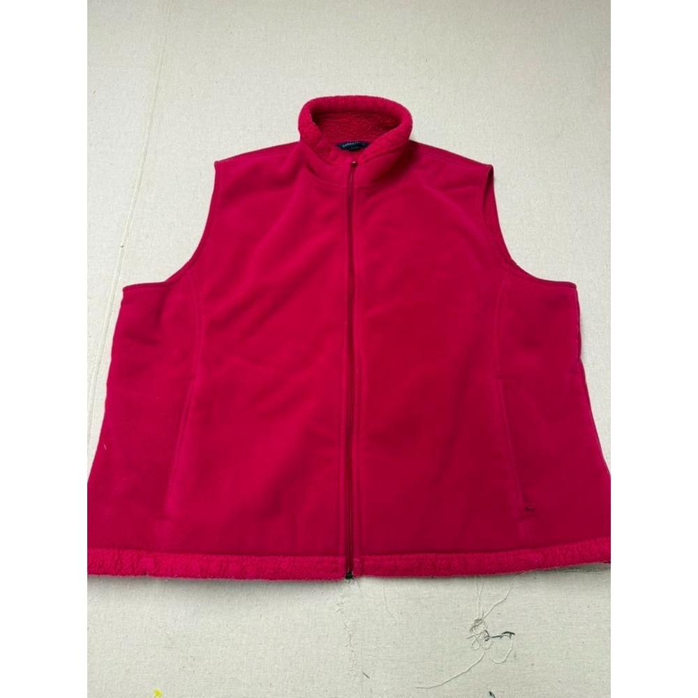 Lands' End Fleece Vest Fuchsia Pink Full Zip Women's Medium Excellent